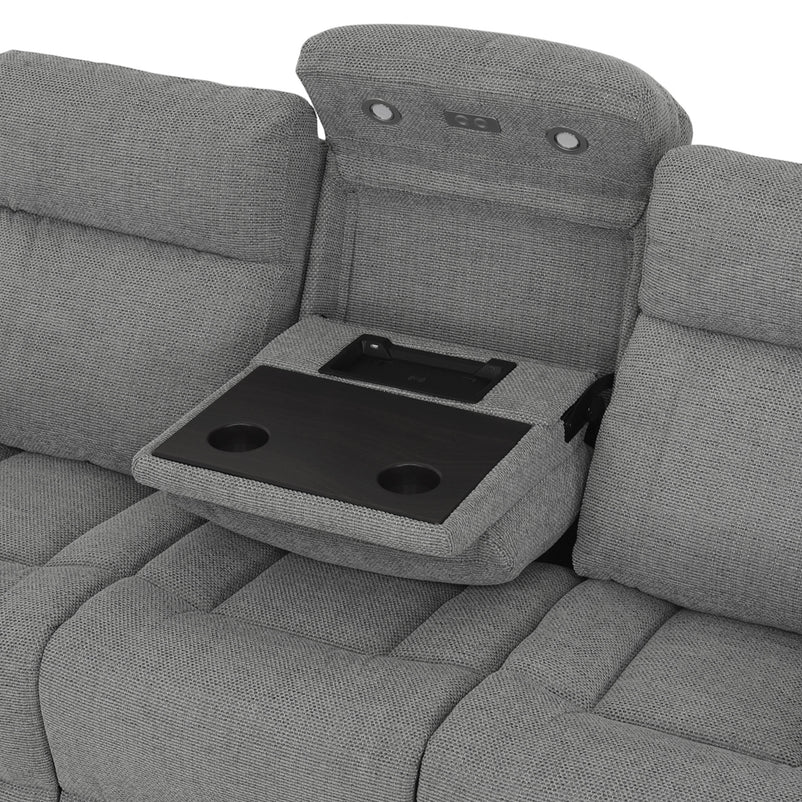 BARTON Canapea 3 locuri, 2 reclinere electrice, stofă