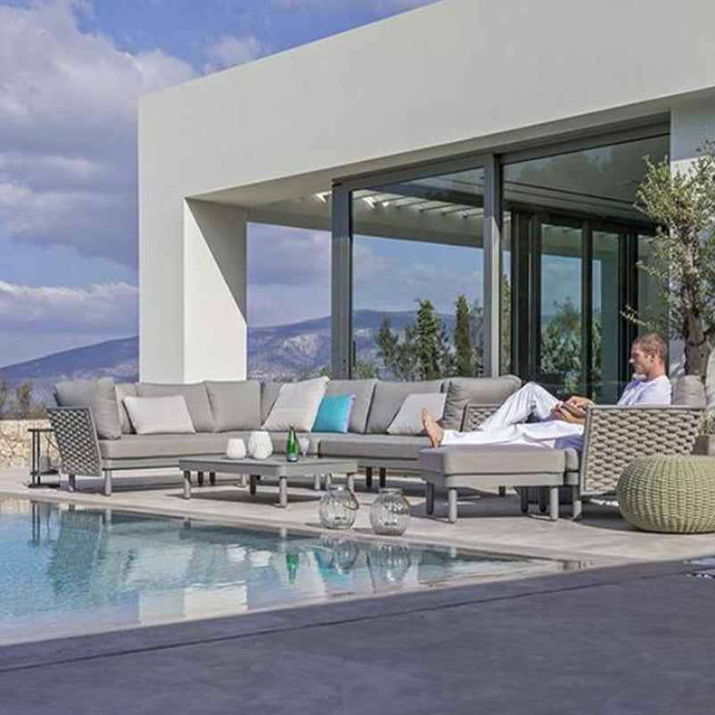 CALOOCAN Set mobilier terasă/grădină, colțar, fotoliu, taburet și măsuță