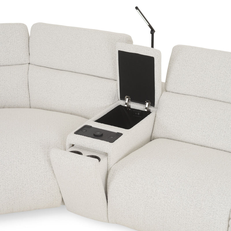 ADDISON Colțar, 2 reclinerele electrice, lampă, încărcare WIRELES și USB, stofă