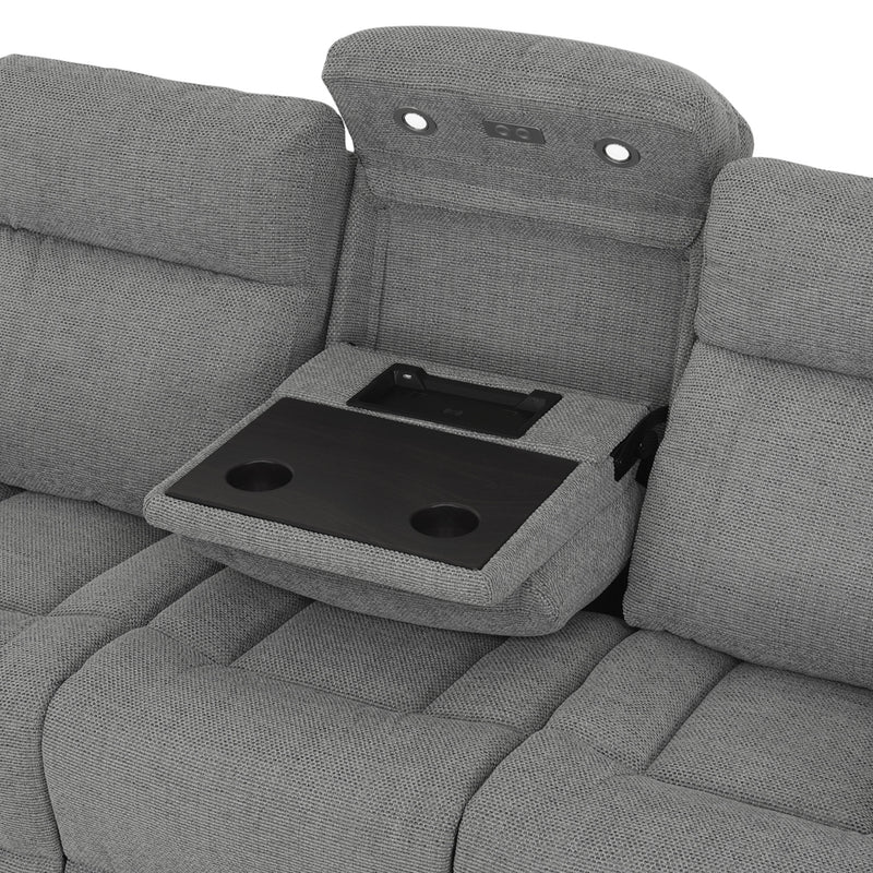 BARTON Canapea 3 locuri, 2 reclinere electrice, stofă