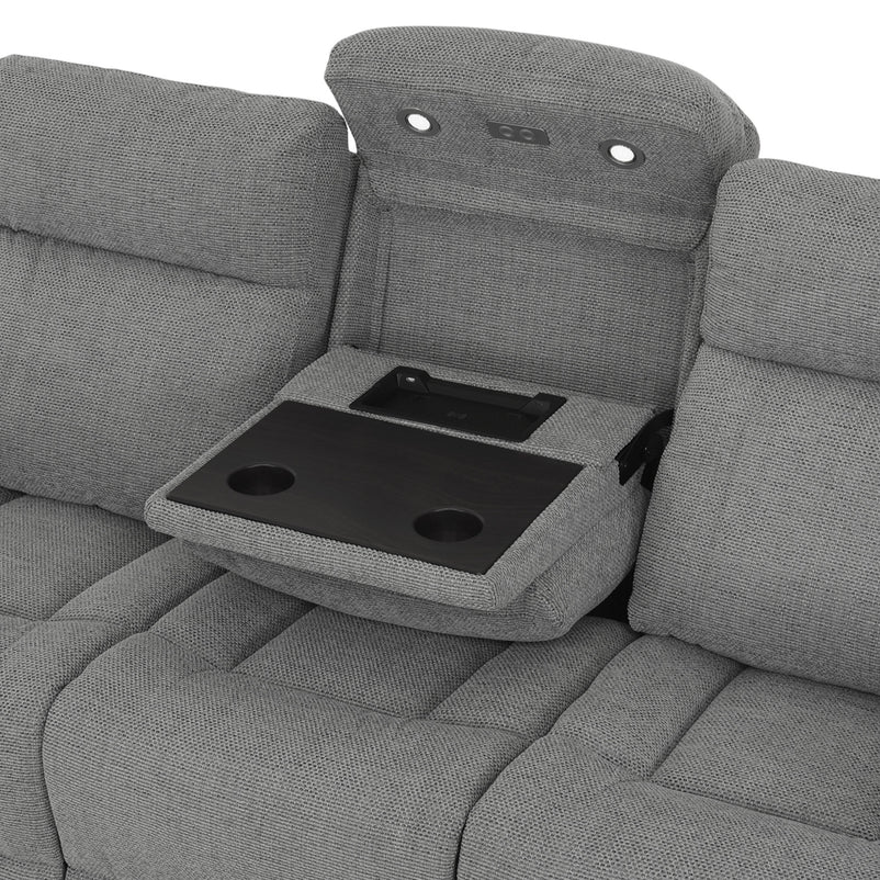 BARTON Canapea 3 locuri, 2 reclinere electrice, stofă