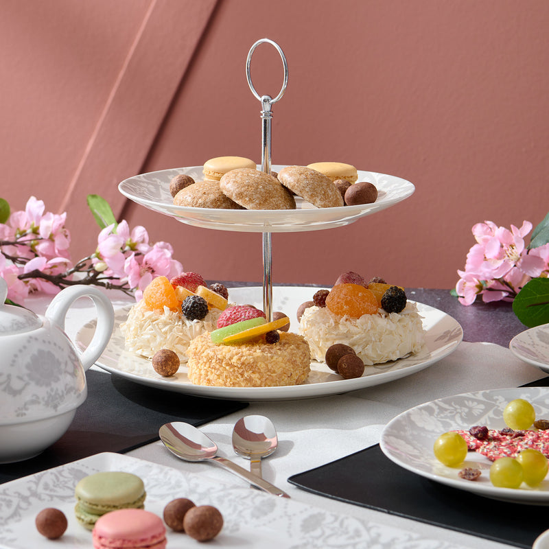 TIFFANY Platou supraetajat, porțelan, D.20/26cm