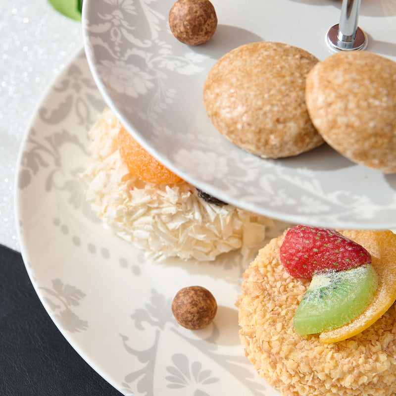 TIFFANY Platou supraetajat, porțelan, D.20/26cm