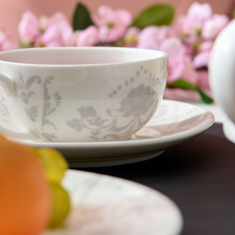 TIFFANY Set 4 cești și farfurioare, porțelan, 240ml