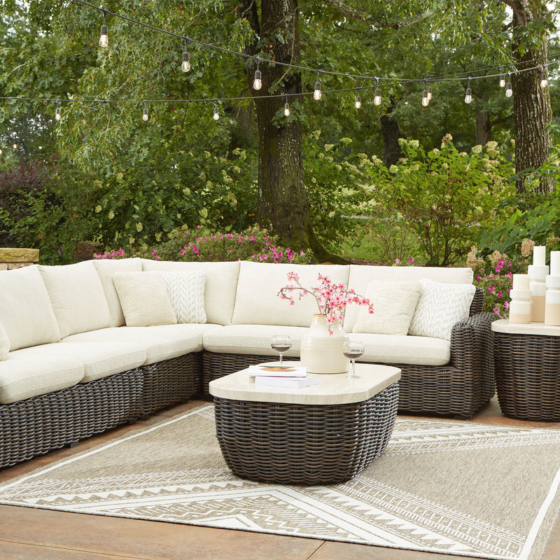 KIMORA Set mobilier terasă/grădină, colțar 4 piese, fotoliu și 2 măsuțe