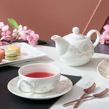 TIFFANY Set 4 cești și farfurioare, porțelan, 240ml