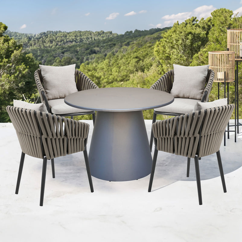 NICOSIA Set mobilier terasă/grădină, 4 scaune și masă