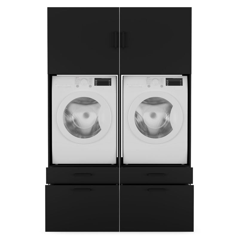 WASH&STORE Set mobilier baie, 2 dulapuri baie depozitat mașina spălat/uscător și 2 dulapuri suspendate