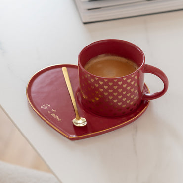 HEART Set ceașcă și farfurioară, ceramică, 200ml