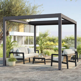 ROSARIO Pergolă bioclimatică motorizată cu acoperiș retractabil