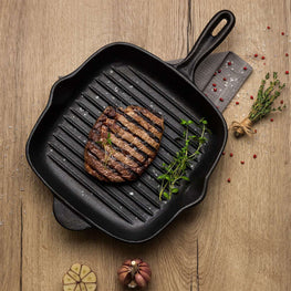 BLACK Tigaie grill, fontă, L.27cm