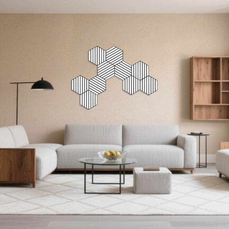 DECORIF Set 6 panouri decorative acustice hexagonale pentru perete