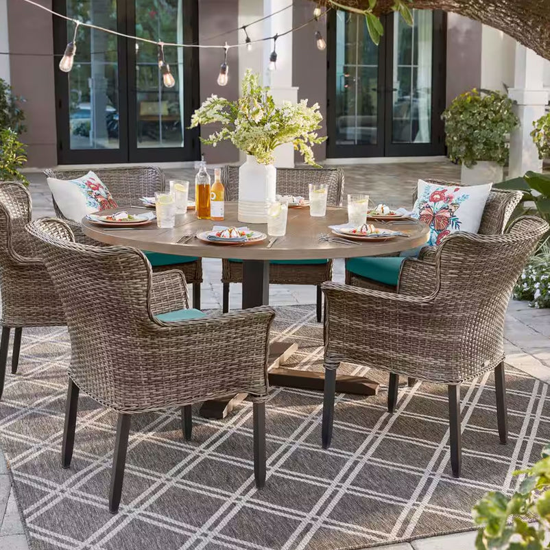 LUCAS Set mobilier terasă/grădină, 6 scaune și masă