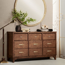 LAWRENCE Comodă lată, 9 sertare - Articol resigilat