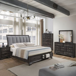 CLAYTON Comodă 7 sertare, oglindă inclusă