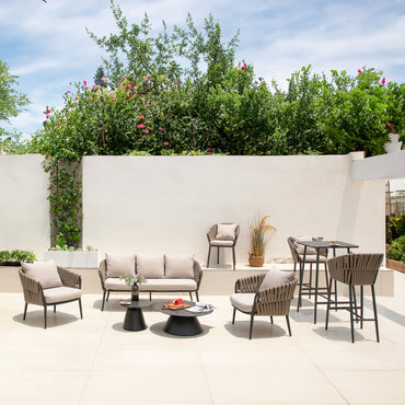 NICOSIA Set mobilier terasă/grădină, 2 fotolii, canapea și 2 măsuțe
