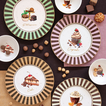 SWEET MOMENTS Set 4 farfurii desert, porțelan, D.19cm