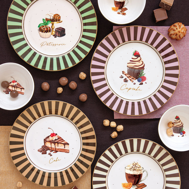 SWEET MOMENTS Set 4 farfurii desert, porțelan, D.19cm