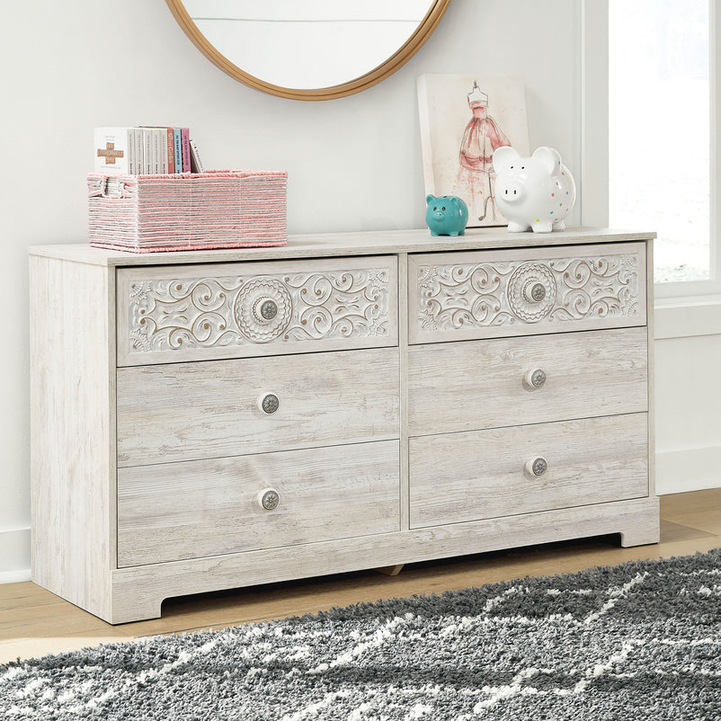 PAXBERRY Comodă lata, 6 sertare