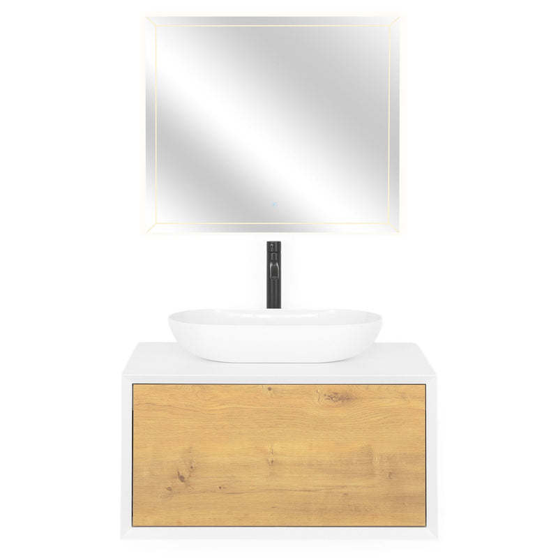 FIONA Set mobilier baie, mască lavoar, oglindă LED și lavoar