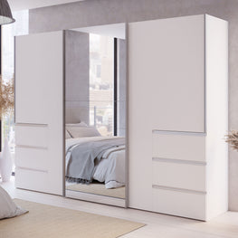 EWAN Dulap 3 uși glisante, 6 sertare