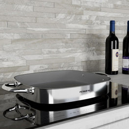 NEW ERA Tavă grill, inox, L.28cm