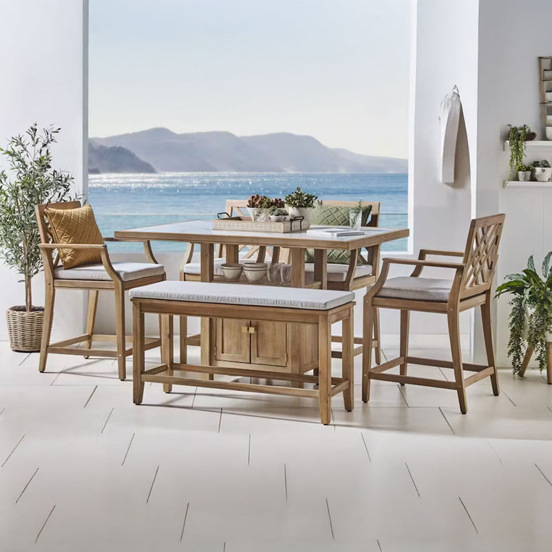 FRANCO Set mobilier terasă/grădină, 4 scaune, banchetă și masă bar