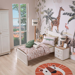 MATHEO Pat bebe, 80x180cm, convertibil in junior, somieră și comodă incluse