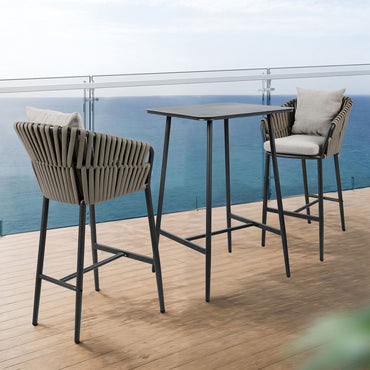 NICOSIA Set mobilier terasă/grădină, 2 scaune bar și masă