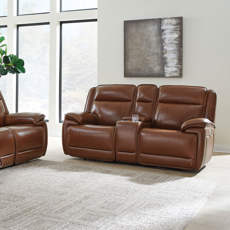 CRAWFORD Canapea 2 locuri, 2 reclinere electrice, consolă depozitare, piele