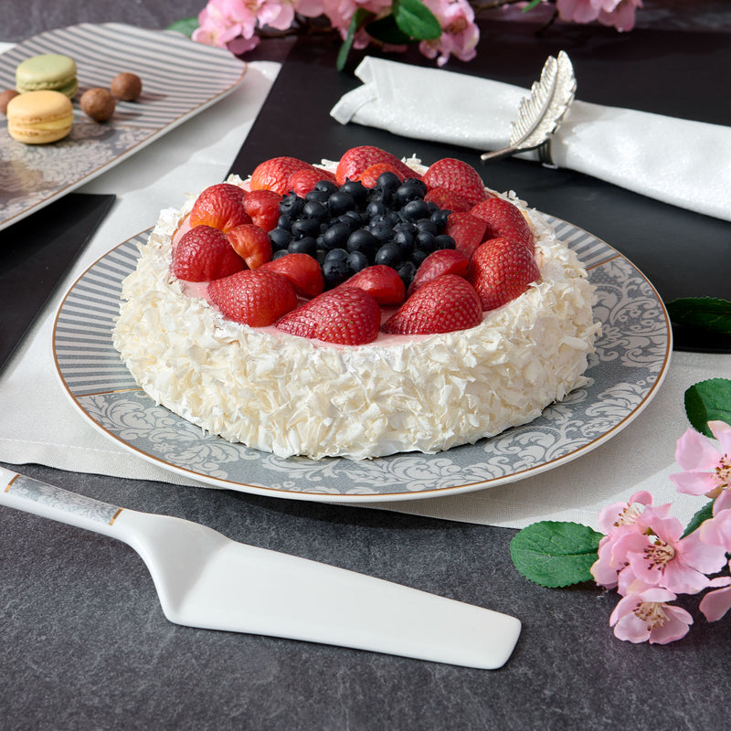 DAMASK Set platou cu paletă tort, porțelan