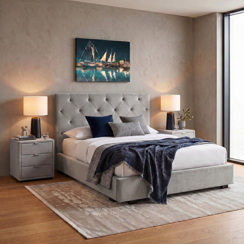 SOLENO Pat tapițat, 180x200cm, somieră rabatabilă și ladă depozitare incluse