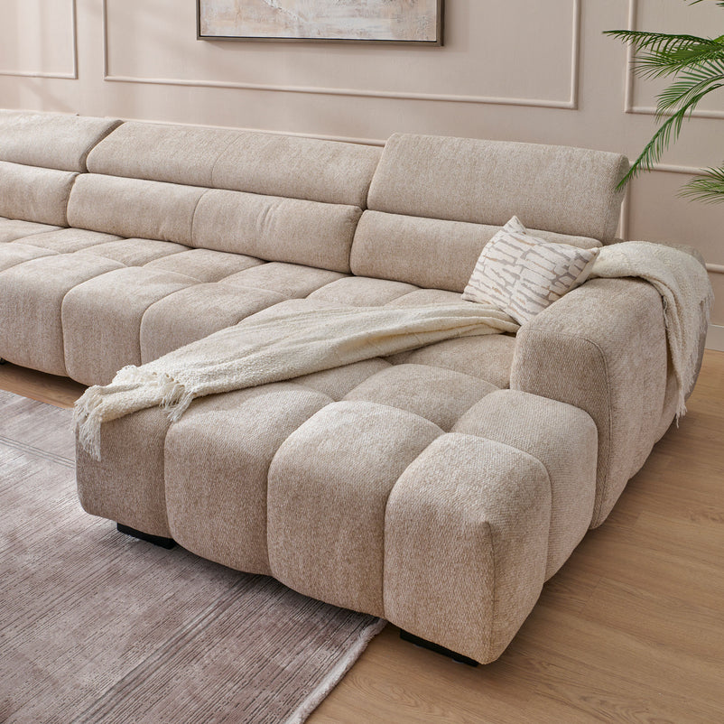 FILLIPA Ansamblu colțar extensibil, șezlong stânga/dreapta, stofă