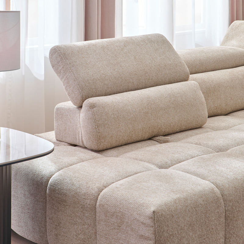 FILLIPA Ansamblu colțar extensibil, șezlong stânga/dreapta, stofă