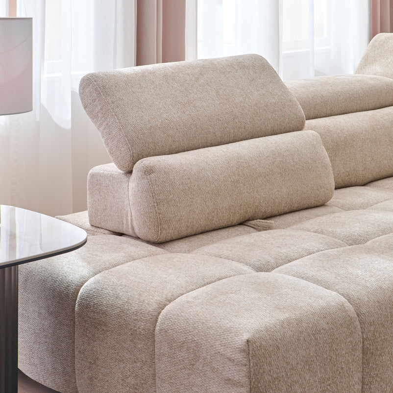 FILLIPA Ansamblu colțar extensibil, șezlong stânga/dreapta, stofă