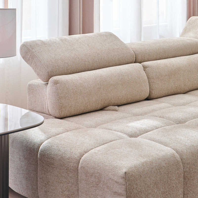 FILLIPA Ansamblu colțar extensibil, șezlong stânga/dreapta, stofă