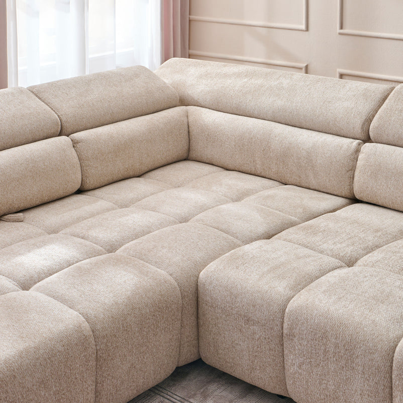 FILLIPA Ansamblu colțar extensibil, șezlong stânga/dreapta, stofă