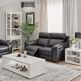 THOMSON Canapea 2 locuri, 2 reclinere electrice și mecanism tetiere electrice, piele - Articol resigilat