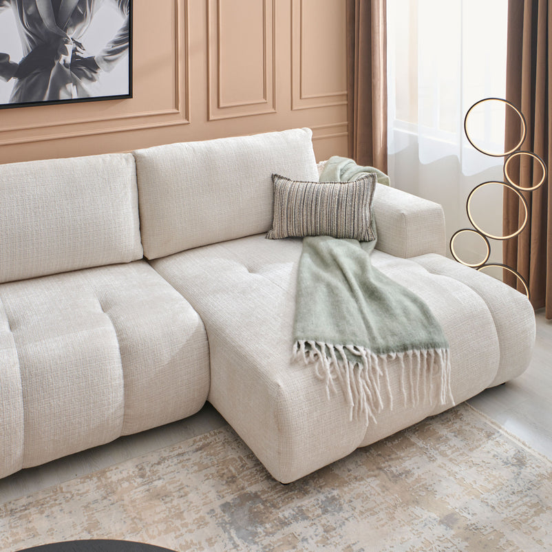 LAZIO Colțar extensibil, șezlong dreapta, stofă