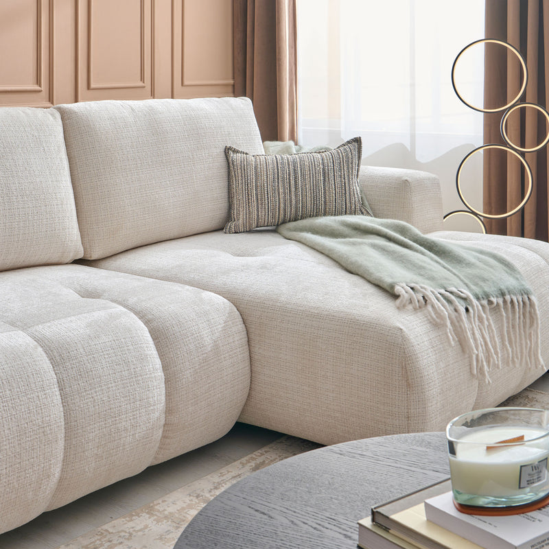 LAZIO Colțar extensibil, șezlong dreapta, stofă