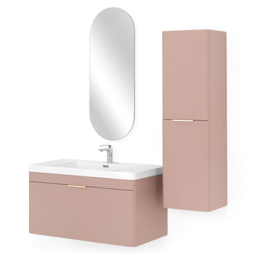 BLOOM/GALA Set mobilier baie, mască lavoar, lavoar, dulap baie și oglindă