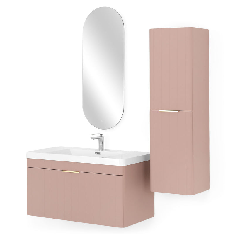 BLOOM/GALA Set mobilier baie, mască lavoar, lavoar, dulap baie și oglindă