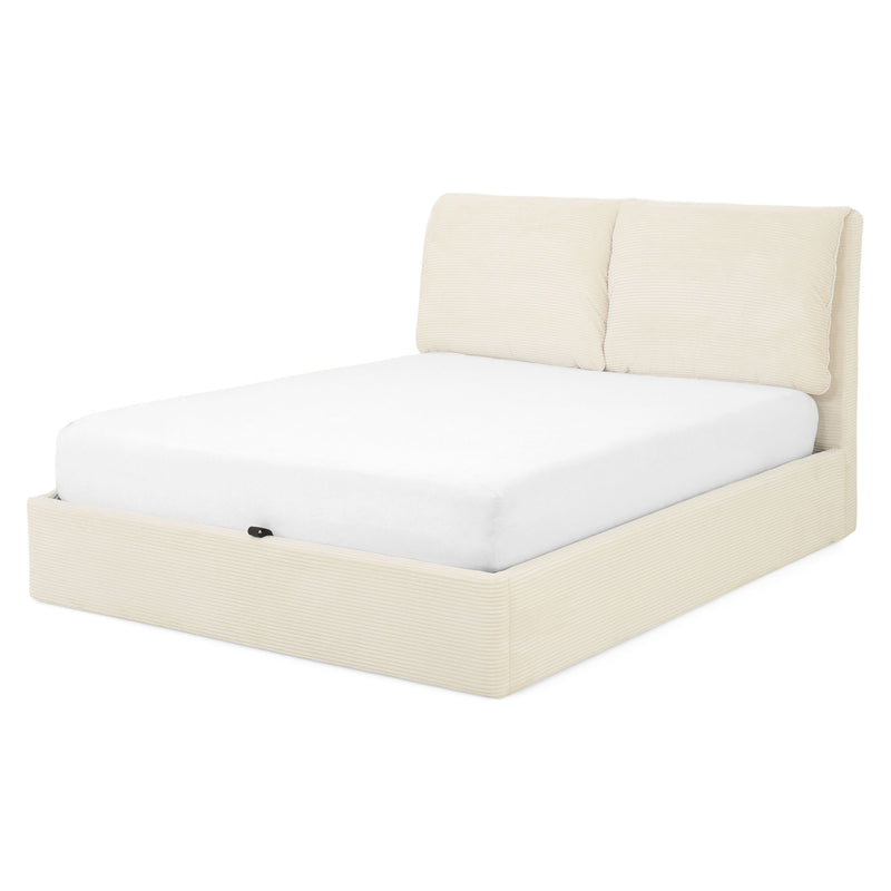 MAYVILLE Pat tapițat, 160x200cm, somieră rabatabilă și ladă depozitare incluse
