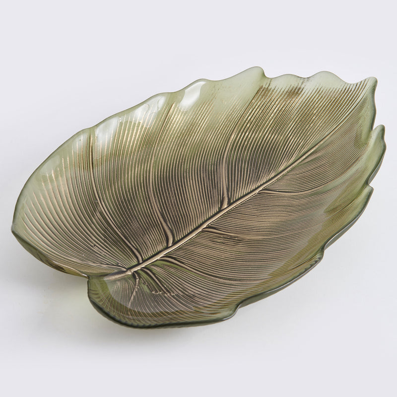 ELM LEAF Platou, sticlă, L.37cm
