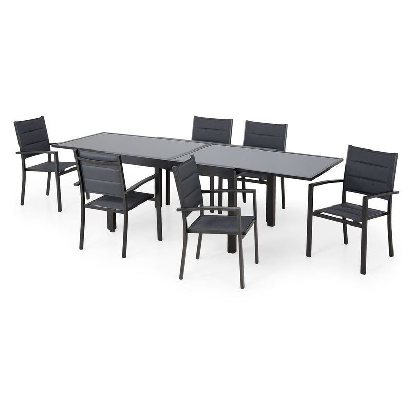 LUCCA Set mobilier terasă/grădină, 6 scaune și masă extensibilă