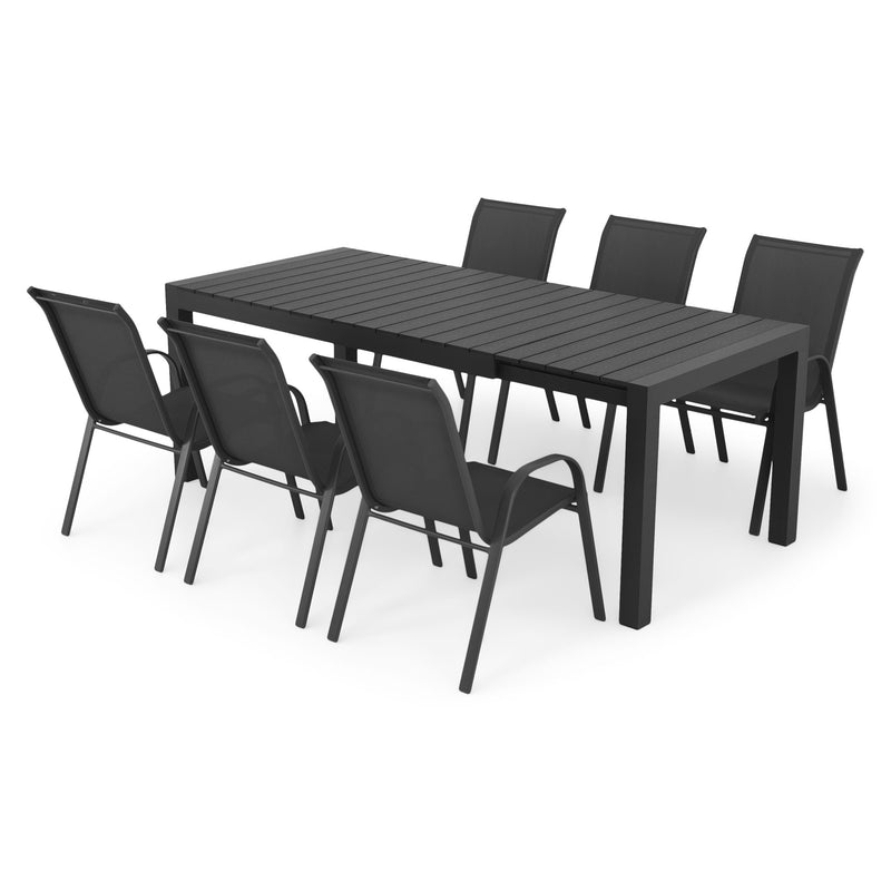 ENCORE/BASIC Set mobilier terasă/grădină, 6 scaune și masă extensibilă