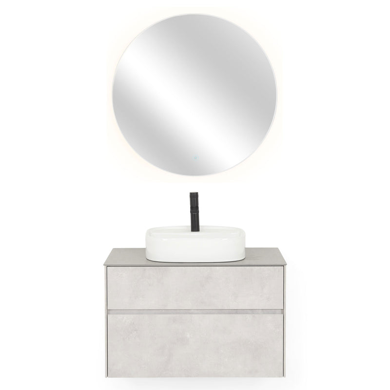 LAMINA Set mobilier baie, mască lavoar, top, oglindă LED și lavoar