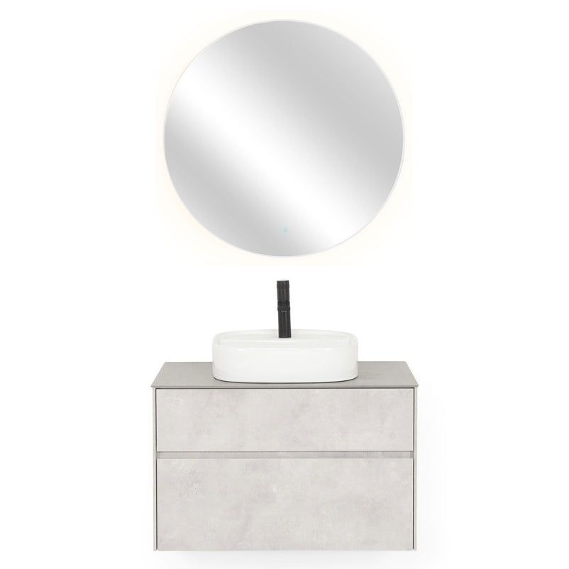 LAMINA Set mobilier baie, mască lavoar, top, oglindă LED și lavoar