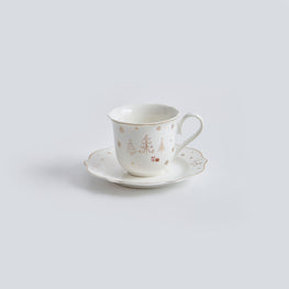 SAVOY Set 2 ceșcuțe și farfurioare, porțelan, 250ml