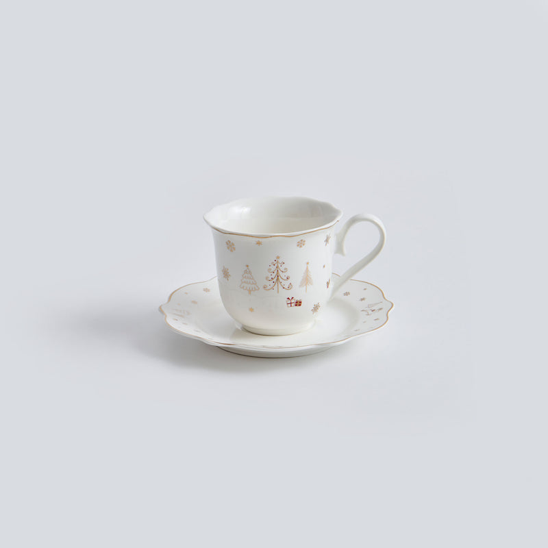 SAVOY Set 2 ceșcuțe și farfurioare, porțelan, 250ml